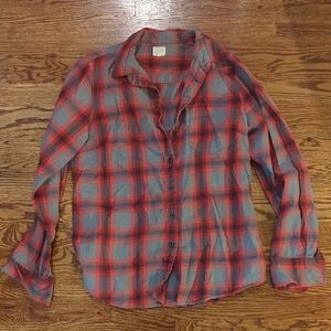 J. Crew Red and Gray Plaid Shirt